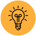 Yellow circle with light bulb icon
