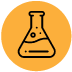 Yellow circle with test tube icon